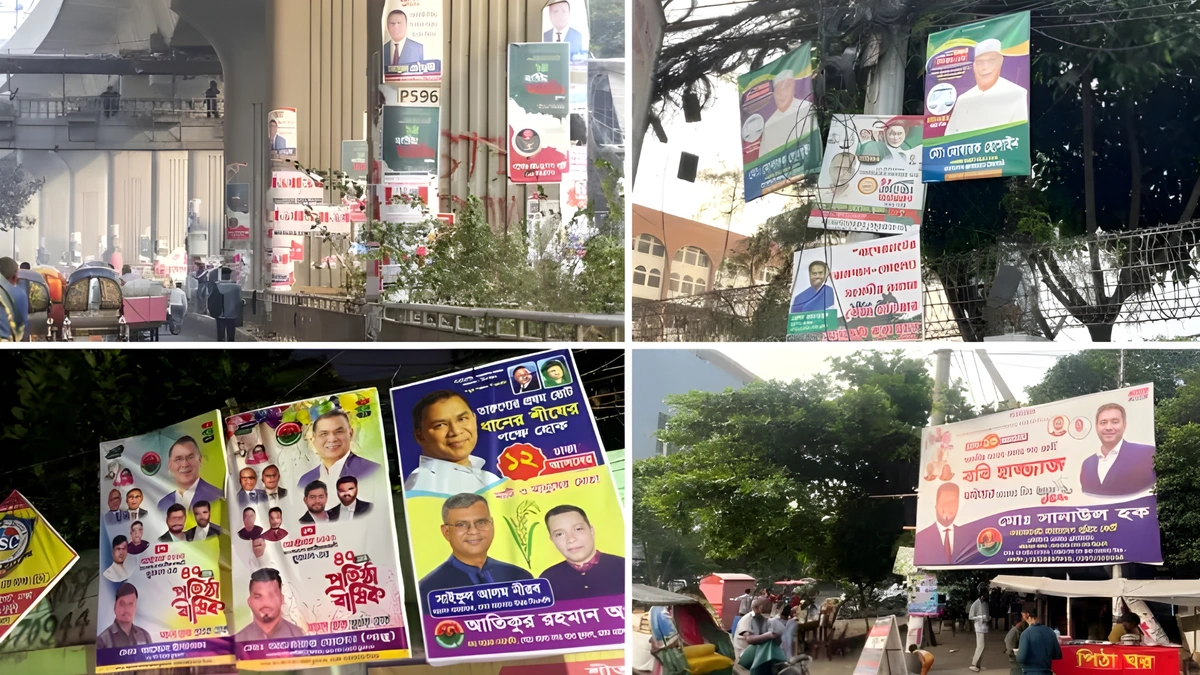 Posters Flood Dhaka; EC Warns of Strict Action if Not Removed