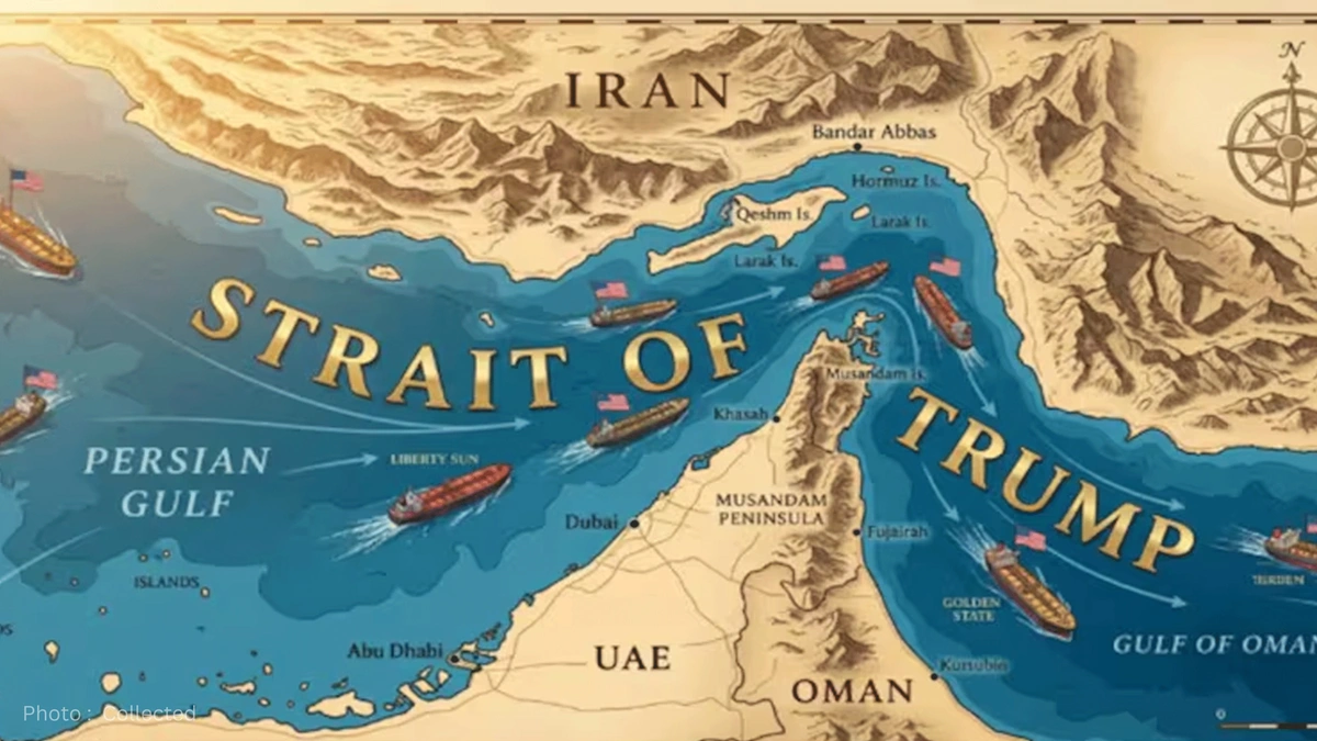 Trump Shares Map Renaming Strait of Hormuz as “Trump Strait” Amid Rising Tensions