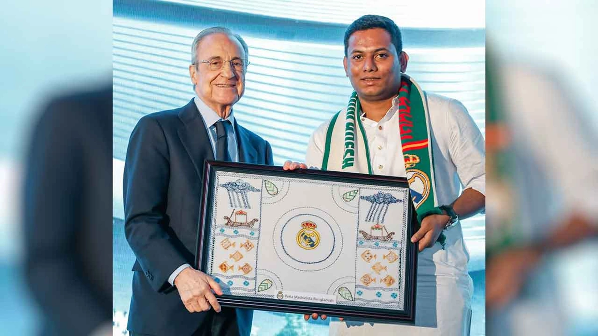 Real Madrid President Receives Nakshi Kantha from Bangladesh