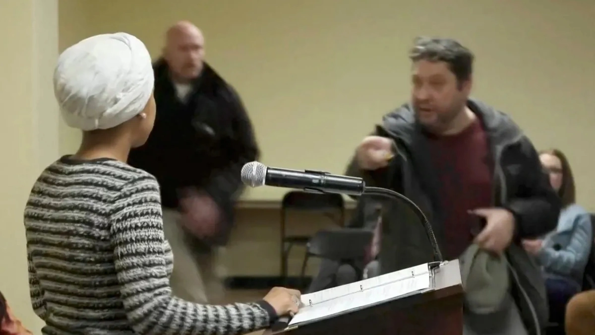 Man Tackled After Spraying Unknown Substance on Ilhan Omar at Minneapolis Town Hall